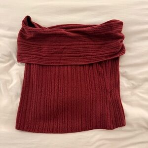 Abercrombie & Fitch Off-the-Shoulder Ribbed Sweater - Wine